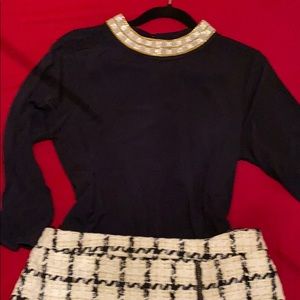 Blue & white pencil skirt